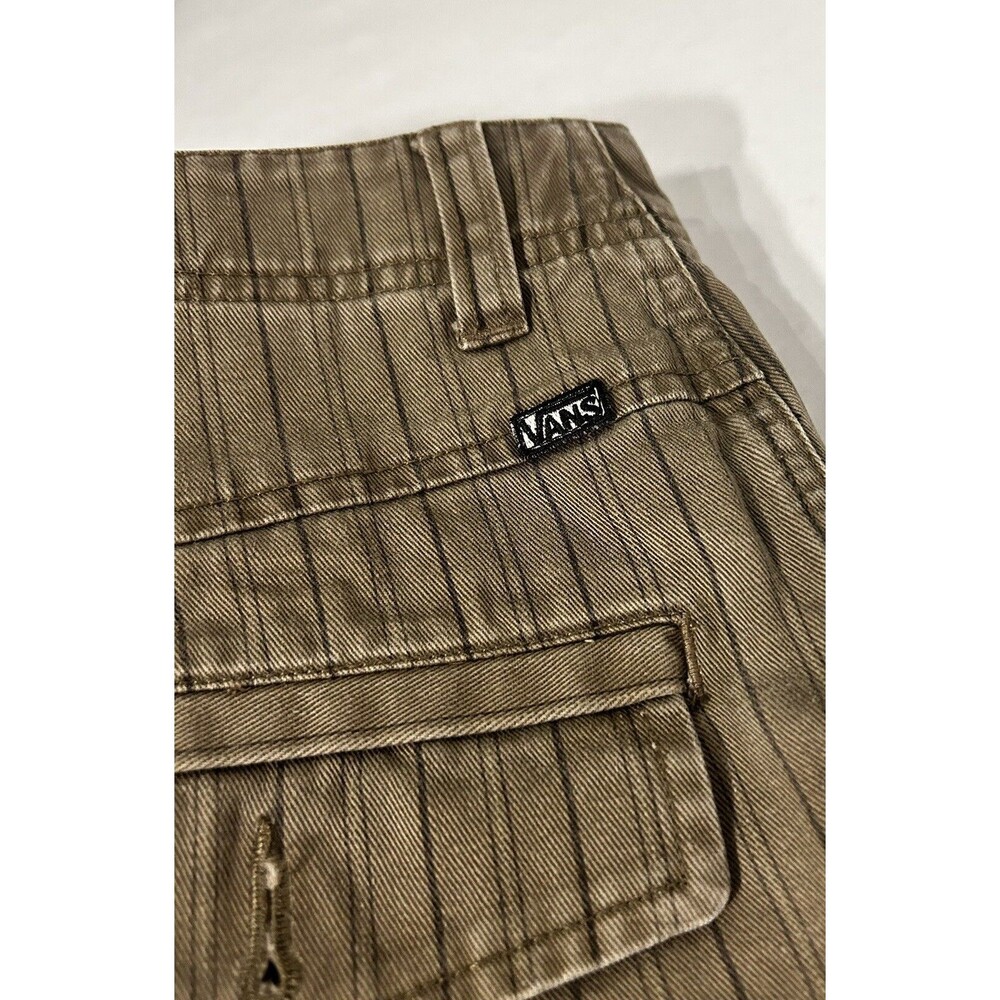 Vans Off The Wall Vintage Shorts Skull Buttons Mens 28 Brown Vertical Stripes - Picture 4 of 12